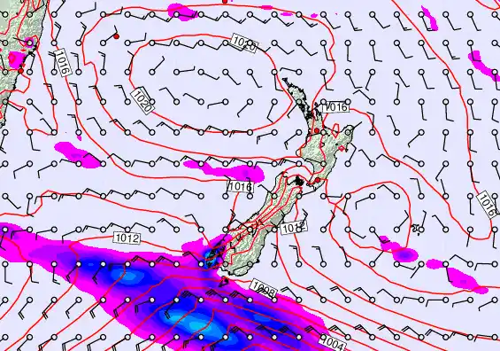 New Zealand forecast chart for Saturday, February 7th, 2026 at 6:00 AM