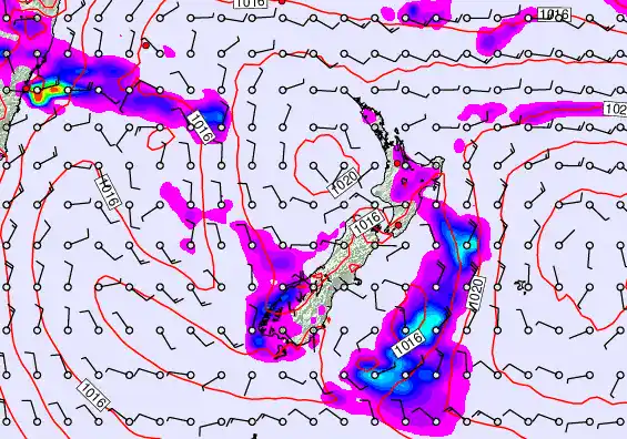 New Zealand forecast chart for Tuesday, February 10th, 2026 at 6:00 AM