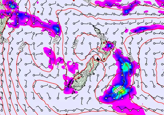 New Zealand forecast chart for Tuesday, February 10th, 2026 at 12:00 PM