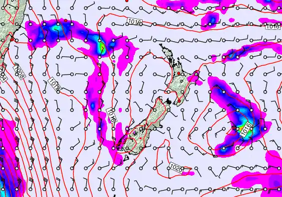New Zealand forecast chart for Wednesday, February 11th, 2026 at 12:00 AM