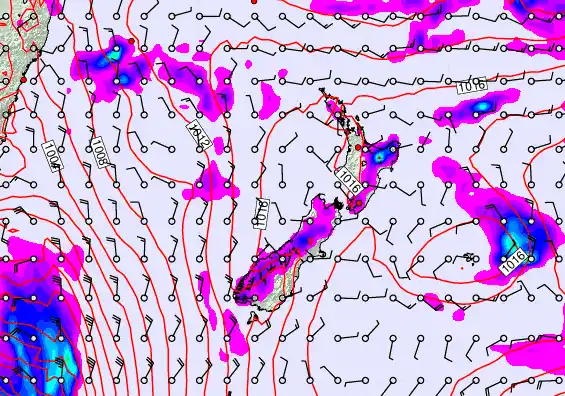 New Zealand forecast chart for Wednesday, February 11th, 2026 at 6:00 AM