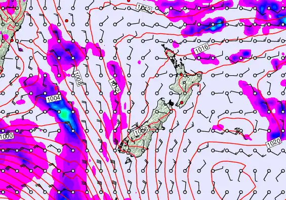 New Zealand forecast chart for Wednesday, February 11th, 2026 at 6:00 PM
