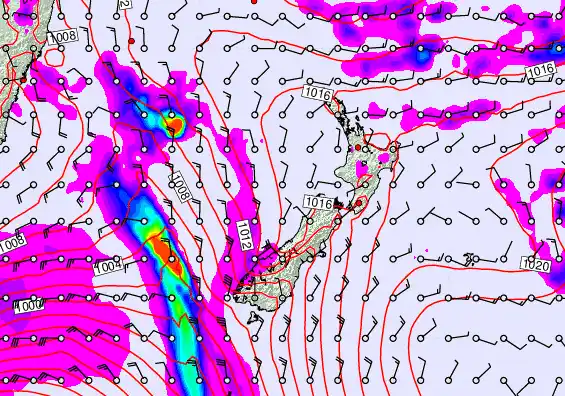 New Zealand forecast chart for Thursday, February 12th, 2026 at 12:00 AM