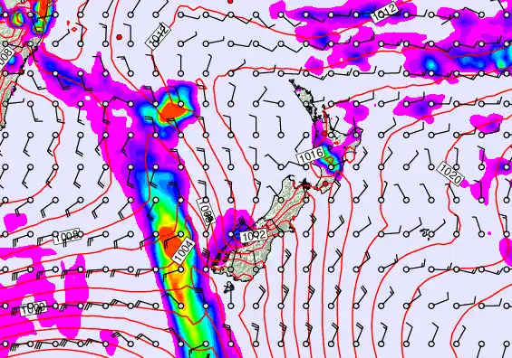 New Zealand forecast chart for Thursday, February 12th, 2026 at 6:00 AM