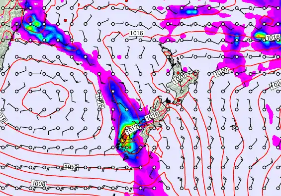 New Zealand forecast chart for Thursday, February 12th, 2026 at 6:00 PM