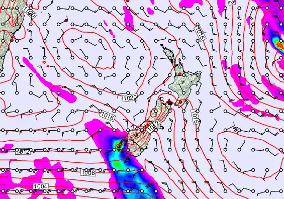 New Zealand forecast chart for Thursday, February 5th, 2026 at 12:00 PM