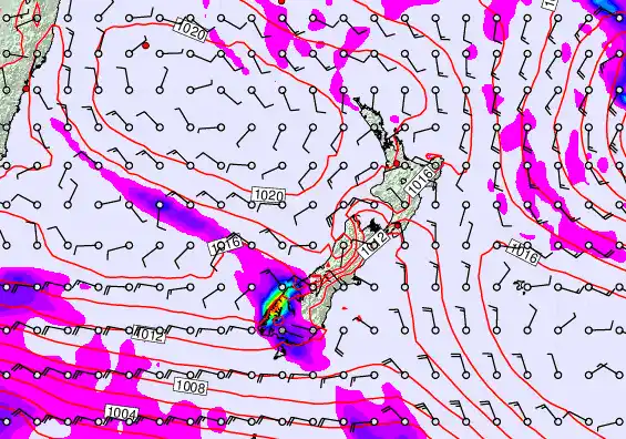 New Zealand forecast chart for Thursday, February 5th, 2026 at 6:00 PM