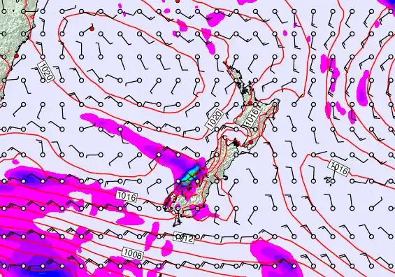 New Zealand forecast chart for Friday, February 6th, 2026 at 12:00 AM