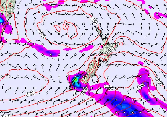 New Zealand forecast chart for Saturday, February 7th, 2026 at 6:00 PM