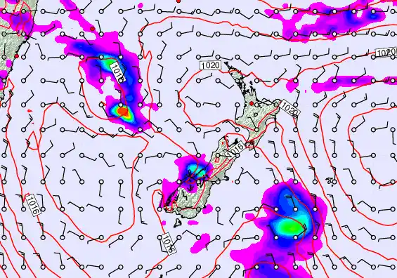New Zealand forecast chart for Tuesday, February 10th, 2026 at 12:00 PM