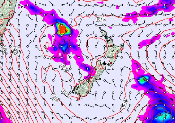 New Zealand forecast chart for Wednesday, February 11th, 2026 at 12:00 AM