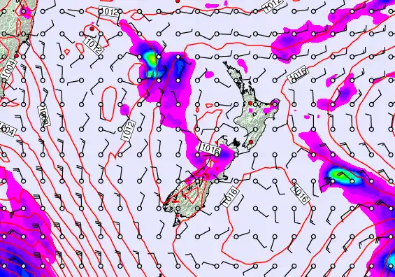 New Zealand forecast chart for Wednesday, February 11th, 2026 at 6:00 AM