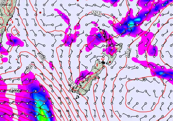 New Zealand forecast chart for Wednesday, February 11th, 2026 at 6:00 PM