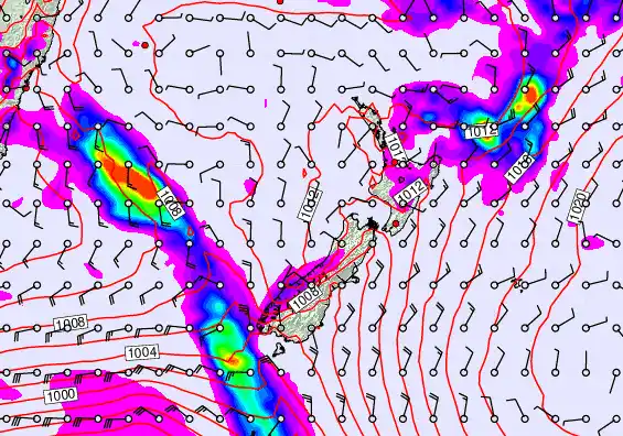 New Zealand forecast chart for Thursday, February 12th, 2026 at 6:00 AM