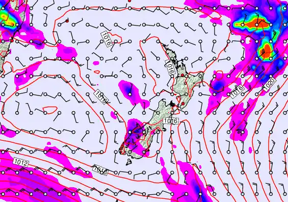 New Zealand forecast chart for Friday, February 13th, 2026 at 12:00 AM