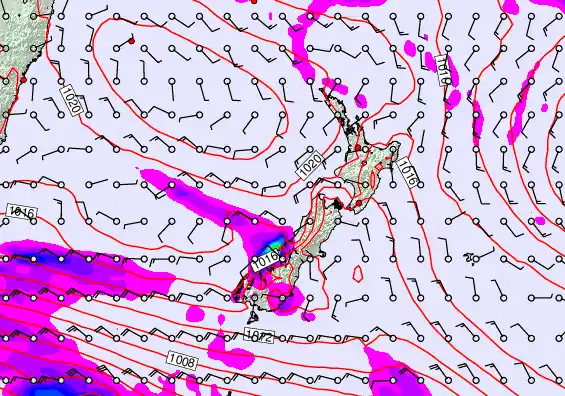 New Zealand forecast chart for Friday, February 6th, 2026 at 12:00 AM