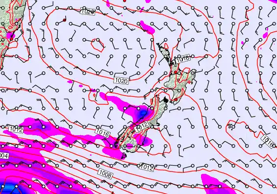 New Zealand forecast chart for Friday, February 6th, 2026 at 6:00 AM