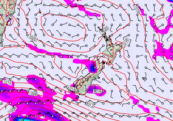 New Zealand forecast chart for Friday, February 6th, 2026 at 12:00 PM