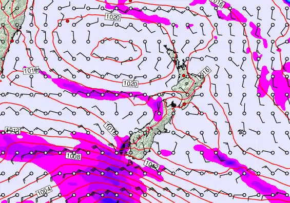 New Zealand forecast chart for Friday, February 6th, 2026 at 6:00 PM
