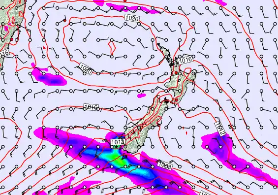 New Zealand forecast chart for Saturday, February 7th, 2026 at 6:00 AM