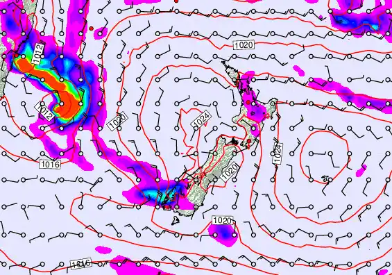 New Zealand forecast chart for Tuesday, February 10th, 2026 at 12:00 AM