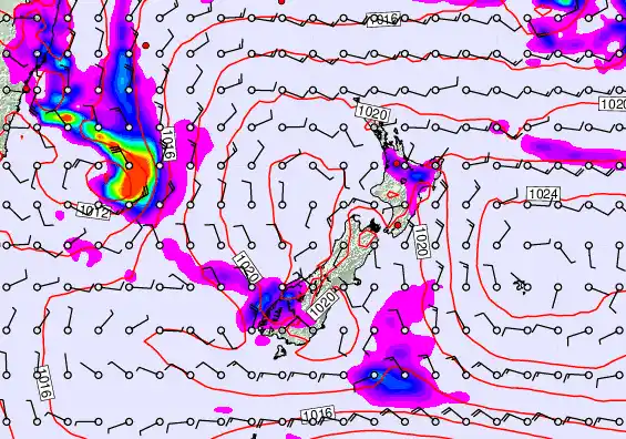 New Zealand forecast chart for Tuesday, February 10th, 2026 at 6:00 AM