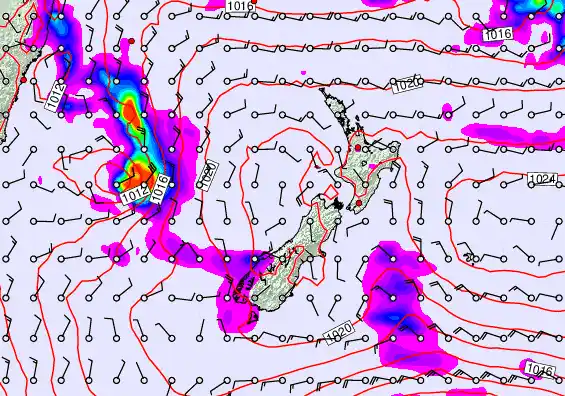 New Zealand forecast chart for Tuesday, February 10th, 2026 at 12:00 PM
