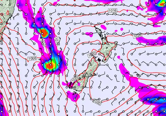 New Zealand forecast chart for Wednesday, February 11th, 2026 at 12:00 AM