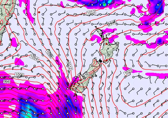 New Zealand forecast chart for Wednesday, February 11th, 2026 at 6:00 PM