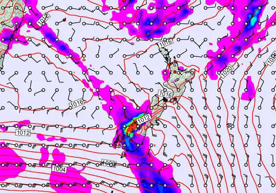 New Zealand forecast chart for Thursday, February 12th, 2026 at 6:00 PM