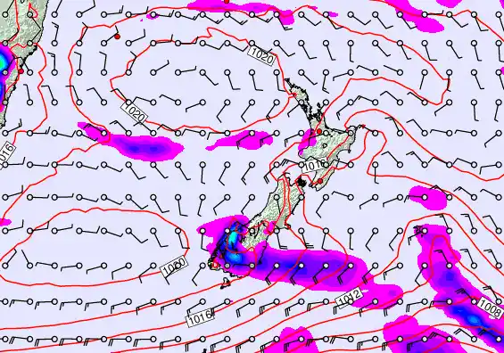 New Zealand forecast chart for Saturday, February 7th, 2026 at 6:00 PM