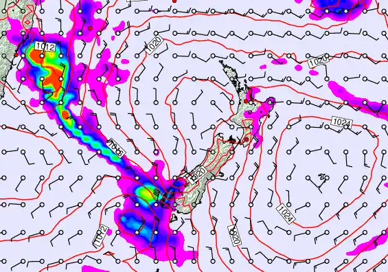 New Zealand forecast chart for Tuesday, February 10th, 2026 at 12:00 AM