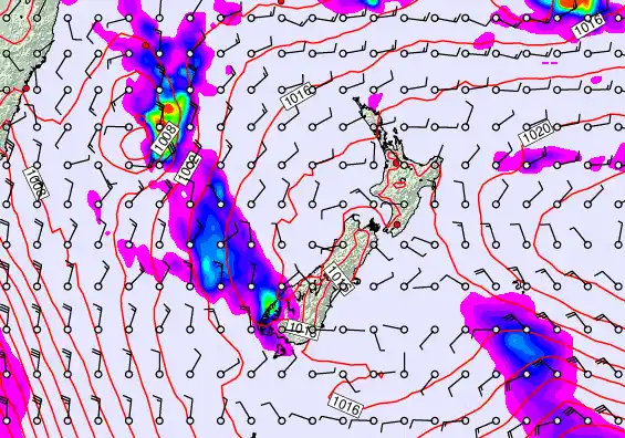 New Zealand forecast chart for Wednesday, February 11th, 2026 at 12:00 AM