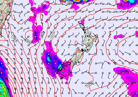 New Zealand forecast chart for Wednesday, February 11th, 2026 at 6:00 AM
