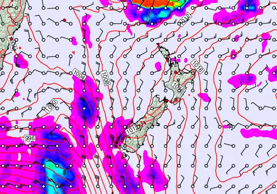 New Zealand forecast chart for Wednesday, February 11th, 2026 at 6:00 PM