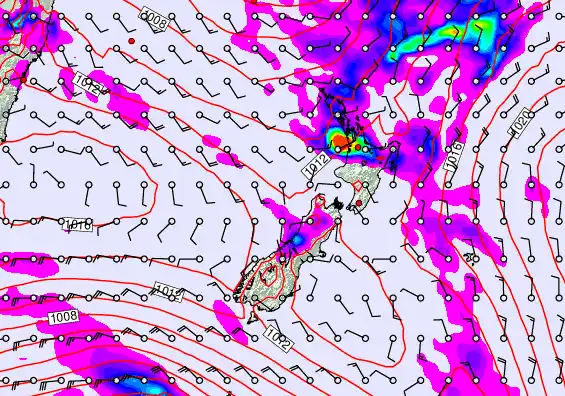 New Zealand forecast chart for Friday, February 13th, 2026 at 6:00 AM