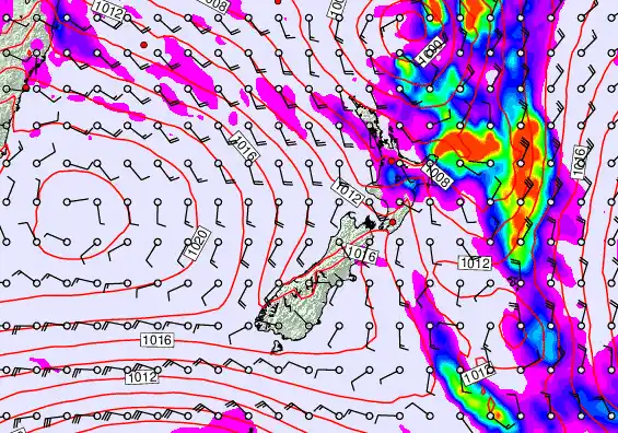 New Zealand forecast chart for Saturday, February 14th, 2026 at 6:00 PM