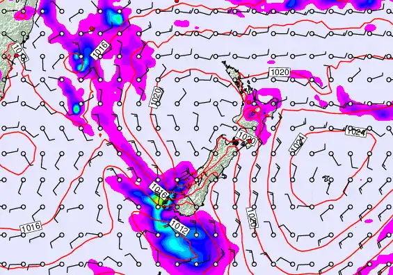 New Zealand forecast chart for Tuesday, February 10th, 2026 at 12:00 AM