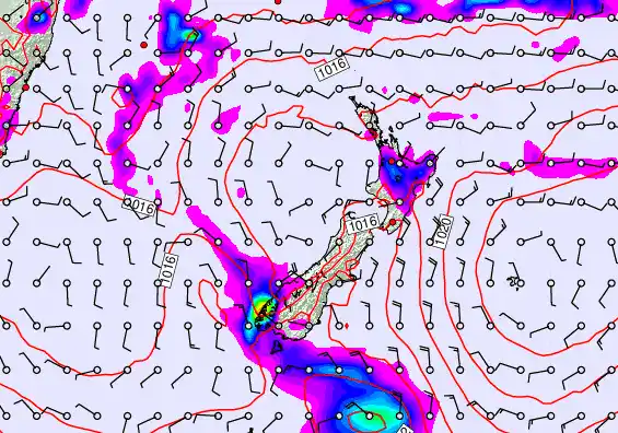 New Zealand forecast chart for Tuesday, February 10th, 2026 at 6:00 AM