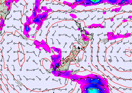 New Zealand forecast chart for Tuesday, February 10th, 2026 at 12:00 PM