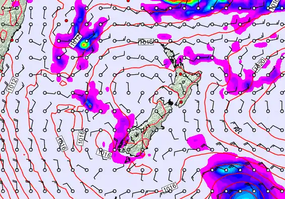 New Zealand forecast chart for Tuesday, February 10th, 2026 at 6:00 PM