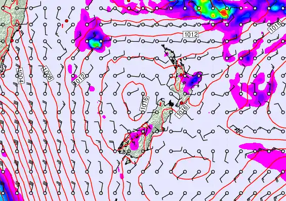 New Zealand forecast chart for Wednesday, February 11th, 2026 at 6:00 AM