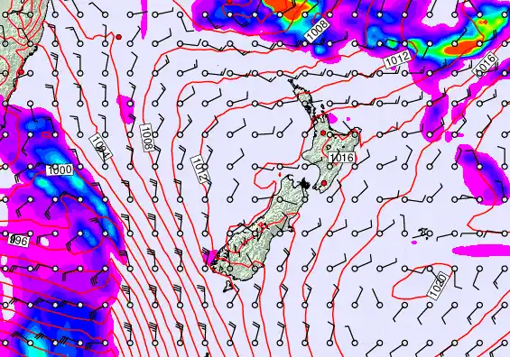 New Zealand forecast chart for Wednesday, February 11th, 2026 at 6:00 PM
