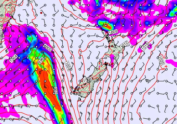 New Zealand forecast chart for Thursday, February 12th, 2026 at 6:00 AM