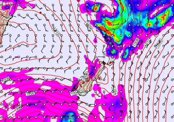 New Zealand forecast chart for Friday, February 13th, 2026 at 6:00 AM