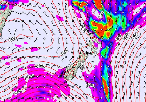 New Zealand forecast chart for Friday, February 13th, 2026 at 12:00 PM