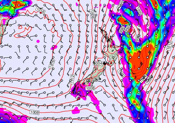 New Zealand forecast chart for Saturday, February 14th, 2026 at 6:00 AM