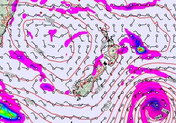 New Zealand forecast chart for Tuesday, February 17th, 2026 at 12:00 AM
