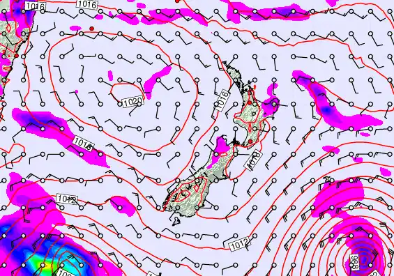 New Zealand forecast chart for Tuesday, February 17th, 2026 at 6:00 AM