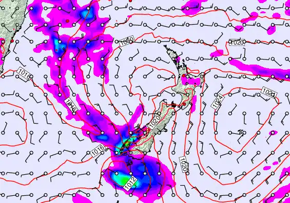 New Zealand forecast chart for Tuesday, February 10th, 2026 at 12:00 AM